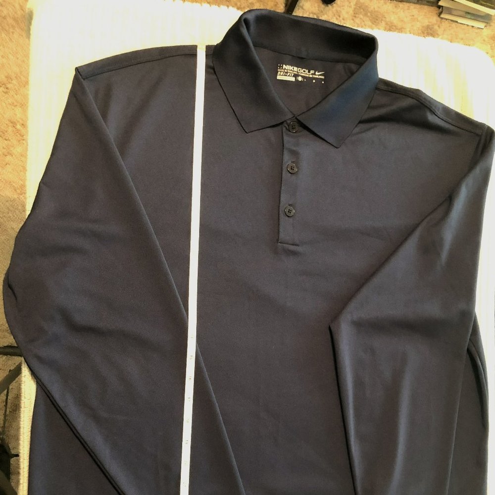 Mens Nike Golf Dri-Fit Long Sleeve Polo Navy Blue Large LIKE NEW!